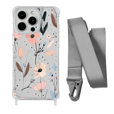 Чехол прозрачный с ремешком Print Flower для iPhone 7 | 8 | SE 2 | SE 3 Floral Dream/Silver - ash-mobile.com.ua - фото 1