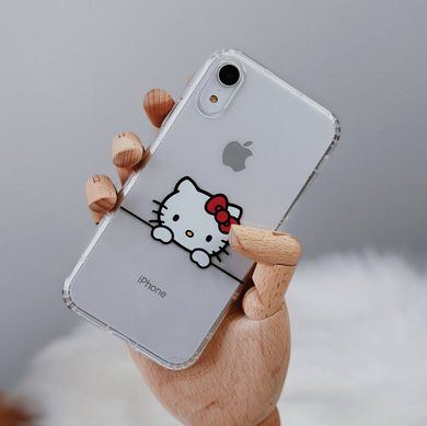 Чехол прозрачный Print для iPhone XR Hello Kitty Head Red купить