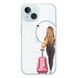 Чехол прозрачный Print Adventure Girls with MagSafe для iPhone 14 Pink Bag