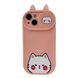 Чехол Animal + Camera Case для iPhone 14 Cat Pink