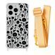 Чохол прозорий з ремінцем Print Flower для iPhone X | XS Floral Black/Yellow