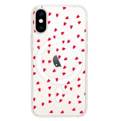 Чохол прозорий Print Love Kiss with MagSafe для iPhone X | XS More Hearts купити