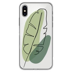Чохол прозорий Print Leaves для iPhone XS MAX Green купити