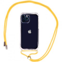 Чехол Crossbody Transparent со шнурком для iPhone 14 PRO Yellow