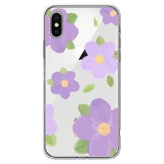 Чехол прозрачный Print Flower Color для iPhone XS MAX Purple купить