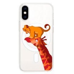 Чохол прозорий Print Lion King with MagSafe для iPhone XS MAX Giraffe/Simba купити