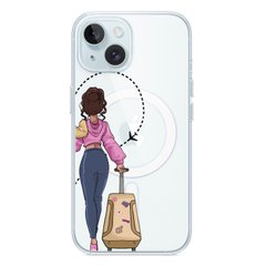 Чохол прозорий Print Adventure Girls with MagSafe для iPhone 14 Beige Bag
