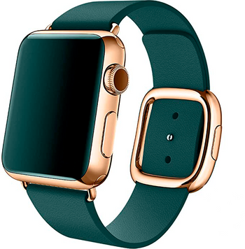 Ремінець Modern Buckle Leather для Apple Watch 42mm | 44mm | 45mm | 46mm | 49mm Forest Green/Gold - ash-mobile.com.ua - фото 1