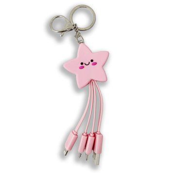 Кабель ASH Happy 3 in 1 USB (Micro-USB+Lightning+Type-C) Star Pink - ash-mobile.com.ua - фото 1