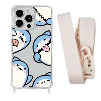 Чохол прозорий з ремінцем Print Shark для iPhone 15 PRO Shark More/Antique White - ash-mobile.com.ua - фото 1