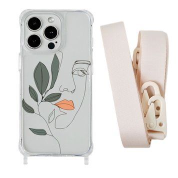 Чехол прозрачный с ремешком Print Leaves для iPhone 11 PRO Face/Antique White - ash-mobile.com.ua - фото 1
