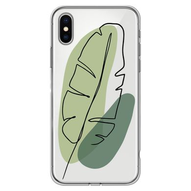 Чехол прозрачный Print Leaves для iPhone XS MAX Green купить