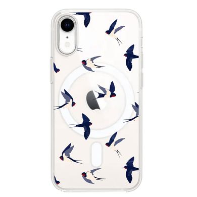 Чехол прозрачный Print Happy Nice with MagSafe для iPhone XR Swallows - ash-mobile.com.ua - фото 1