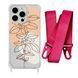Чехол прозрачный с ремешком Print Leaves для iPhone 11 PRO Flowerpot/Rose Red