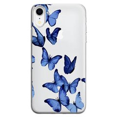 Чехол прозрачный Print Butterfly для iPhone XR Blue купить