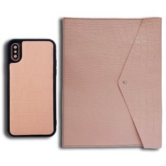 Комплект з натуральної шкіри для iPhone XS MAX + Конверт для MacBook 13.3 Pink Sand
