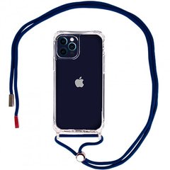 Чехол Crossbody Transparent со шнурком для iPhone 14 PRO Midnight Blue