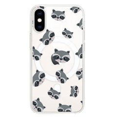 Чохол прозорий Print Animals with MagSafe для iPhone X | XS Raccoon купити