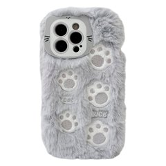 Чехол Fluffy Cute Case для iPhone 15 PRO Paw Grey