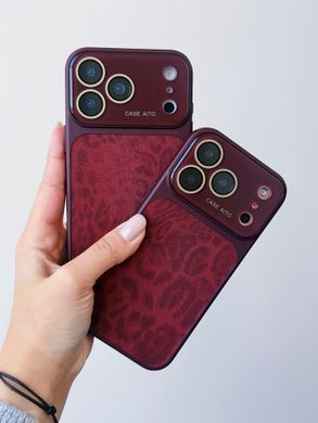 Чохол AITO PU-Leather Leopard Case для iPhone 16 Burgundy - ash-mobile.com.ua - фото 11