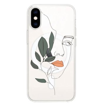 Чехол прозрачный Print Leaves with MagSafe для iPhone X | XS Face - ash-mobile.com.ua - фото 1