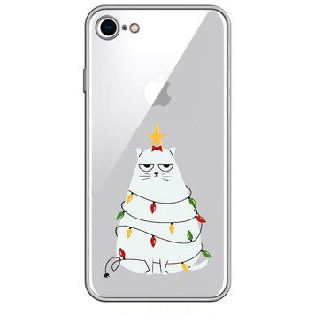 Чехол прозрачный Print NEW YEAR для iPhone 16e | 17e Cat Garland - ash-mobile.com.ua - фото 1