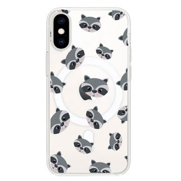 Чехол прозрачный Print Animals with MagSafe для iPhone X | XS Raccoon - ash-mobile.com.ua - фото 1