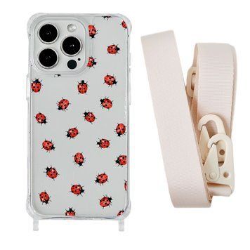 Чохол прозорий з ремінцем Print Happy Nice для iPhone 13 PRO MAX Lazybug/Antique White - ash-mobile.com.ua - фото 1