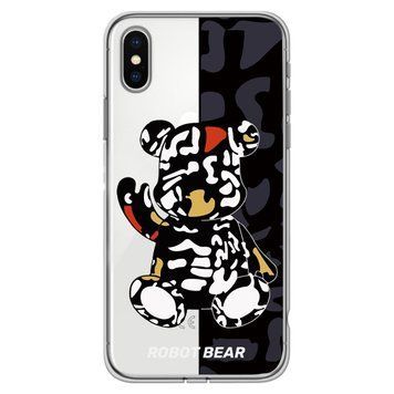 Чохол прозорий Print Robot Bear для iPhone XS MAX Black - ash-mobile.com.ua - фото 1