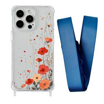 Чехол прозрачный с ремешком Print Flower для iPhone X | XS Autumn Blossom/Blue Cobalt - ash-mobile.com.ua - фото 1