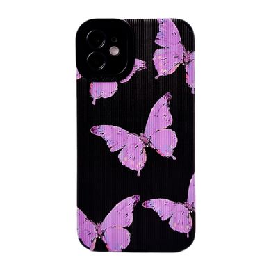 Чохол Ribbed Case для iPhone 15 PRO Butterfly Black/Purple - ash-mobile.com.ua - фото 1