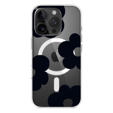 Чехол прозрачный Print Flower Color with MagSafe для iPhone 16 PRO Black - ash-mobile.com.ua - фото 3