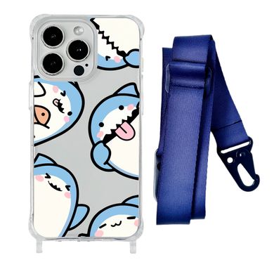 Чехол прозрачный с ремешком Print Shark для iPhone XR Shark More/Midnight Blue - ash-mobile.com.ua - фото 1