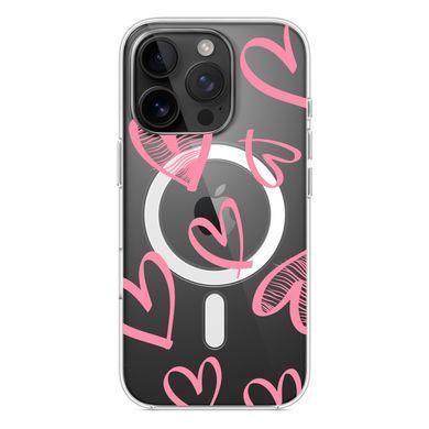 Чохол прозорий Print Love Kiss with MagSafe для iPhone 17 PRO Heart Pink