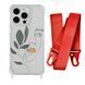Чехол прозрачный с ремешком Print Leaves для iPhone 13 PRO MAX Face/Red