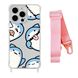 Чохол прозорий з ремінцем Print Shark для iPhone 15 PRO Shark More/Pink