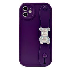 Чехол с держателем мишкой перламутровым для iPhone 12 Deep Purple купить