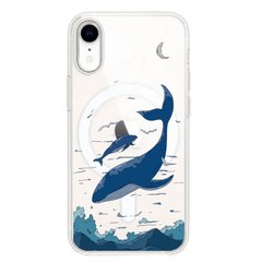 Чехол прозрачный Print Animal Blue with MagSafe для iPhone XR Whale купить