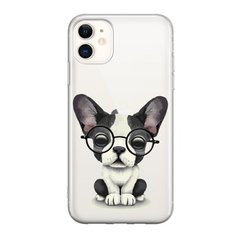 Чохол прозорий Print Dogs для iPhone 11 Glasses Bulldog Black купити