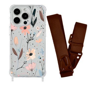 Чехол прозрачный с ремешком Print Flower для iPhone 13 Floral Dream/Brown - ash-mobile.com.ua - фото 1