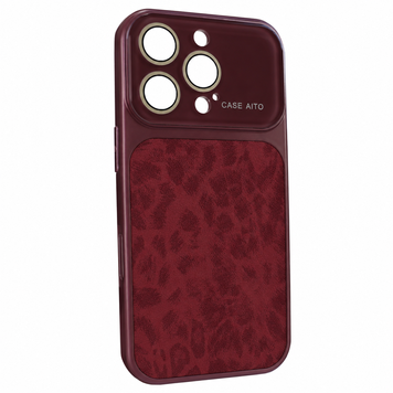 Чохол AITO PU-Leather Leopard Case для iPhone 16 PRO Burgundy - ash-mobile.com.ua - фото 1