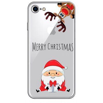 Чехол прозрачный Print NEW YEAR для iPhone 16e | 17e Santa Claus and Deer - ash-mobile.com.ua - фото 1