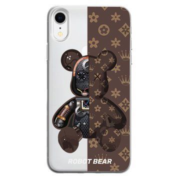 Чохол прозорий Print Robot Bear для iPhone XR Brown - ash-mobile.com.ua - фото 1