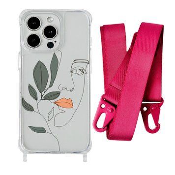 Чехол прозрачный с ремешком Print Leaves для iPhone 11 PRO Face/Rose Red - ash-mobile.com.ua - фото 1