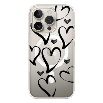 Чохол прозорий Print Love Kiss with MagSafe для iPhone 17 PRO Heart Black