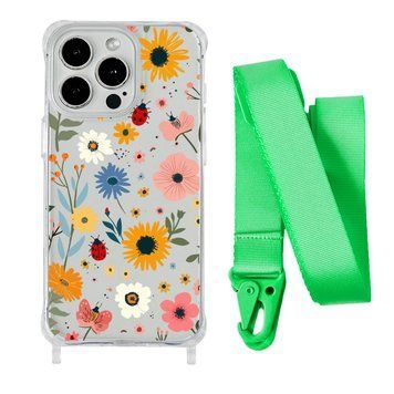 Чохол прозорий з ремінцем Print Flower для iPhone 11 PRO Sunflower/Lime Green - ash-mobile.com.ua - фото 1
