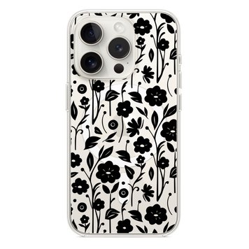 Чохол прозорий Print Flower with MagSafe для iPhone 15 PRO MAX Floral Black - ash-mobile.com.ua - фото 1