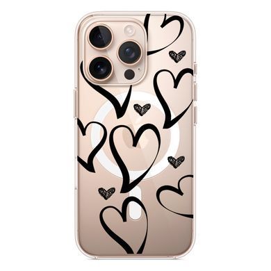 Чохол прозорий Print Love Kiss with MagSafe для iPhone 17 PRO Heart Black