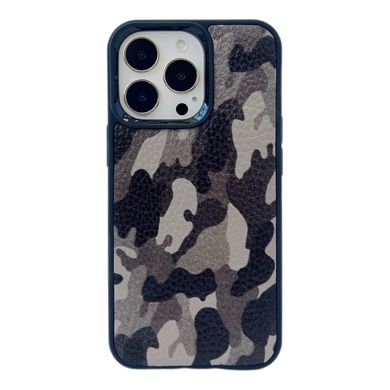 Чохол з натуральної шкіри для iPhone 14 Plus Camouflage Black/Gray - ash-mobile.com.ua - фото 1