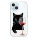 Чехол прозрачный Print Mood swings with MagSafe для iPhone 13 Cat Wine - ash-mobile.com.ua - фото 1